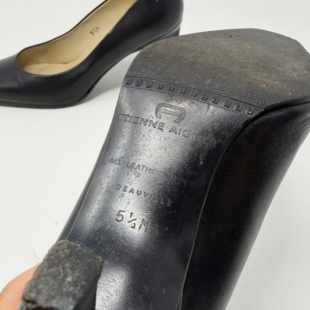 Etienne Aigner Black Leather Pumps Heels 5.5M Vintage